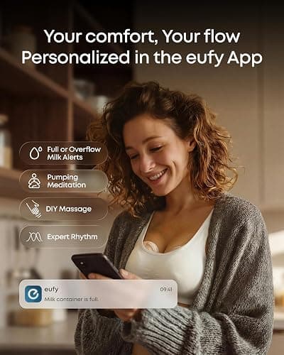 eufy Heated Massage Wearable Breast Pump S2 Pro, Charging Case | HeatFlow 2.0, VibraPump Massage, Nipple Light, Full Milk Alert, 7-Day Battery, App DIY Rhythm, Double-Sealed Flange thumbnail 7
