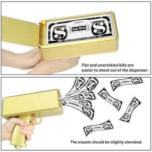 Wowok Money Gun Shooter, Make it Rain Money Toy Gun, Prop Money Gun, Spary Cash Gun for Movies Game Party Toy Gun (Metallic Gold) thumbnail 6