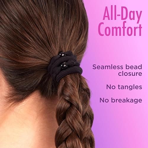 Goody Ouchless Forever Hair Elastics, 10 Ct, Brown & Black, 6MM, Damage-Free, 3X Stronger Ties, Retainable Shape, 16 Strand Inner Core, Styling Accessories for Women & Men, All Hair Types thumbnail 8