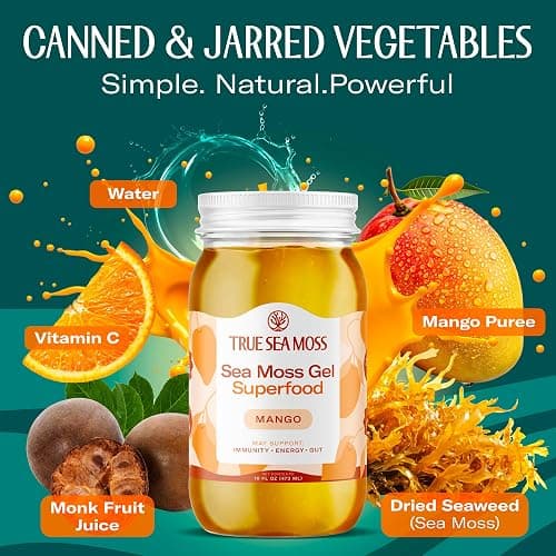 TrueSeaMoss Sea Moss Gel – Made in USA – Wildcrafted Seamoss, Fresh Fruits & Sea Vegetables – Mango, Pack of 1 (Labels may Vary) thumbnail 3