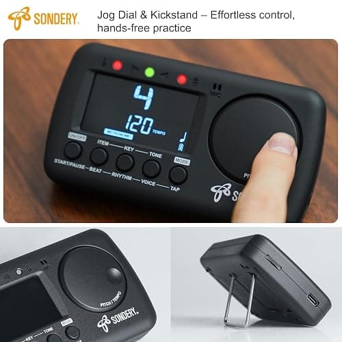 Sondery 3 in 1 Digital Metronome Tuner for All Instruments, Rechargeable Metronome with Tap Tempo, Chromatic Tuner Tone Generator for Guitar, Bass, Violin, Clarinet, Piano, Trumpet, Flute thumbnail 6