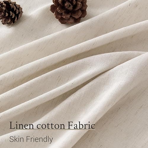 Topfinel Oatmeal Pinch Pleated Linen Curtains 105 Inch Length 2 Panels for Living Room Bedroom Semi Sheer Window Curtain Boho Neutral Back Tab Pinch Pleat Drape with Hooks 105 Inches Long thumbnail 4