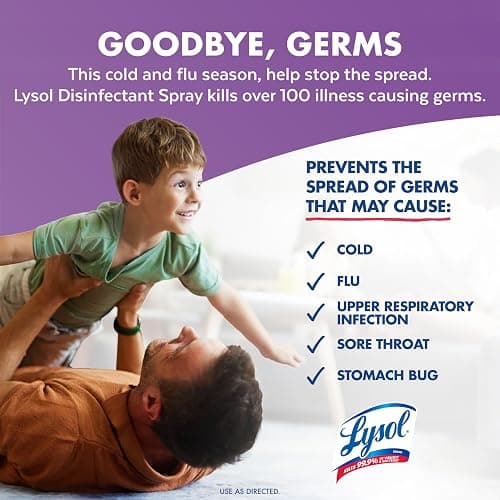 Lysol Disinfectant Spray, Sanitizing and Antibacterial Spray, For Disinfecting and Deodorizing, Lavender & Cotton Blossom Scent, 19 Oz (Pack of 2) thumbnail 3