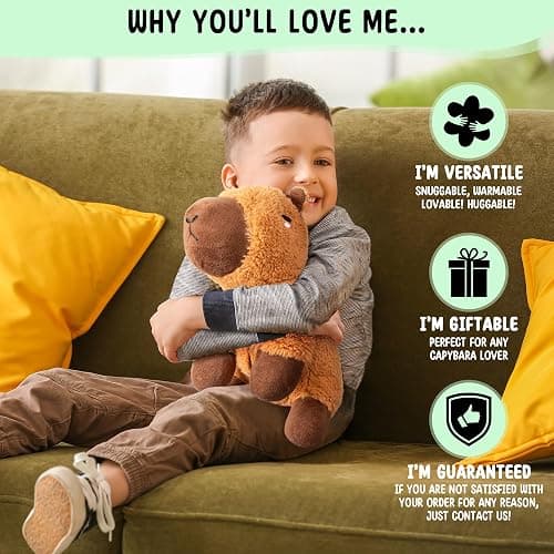 Capybara Microwavable & Weighted Stuffed Animals - 1.5 Lbs Unscented Heating Pad for Period Cramps Pain Relief and Anxiety, Cute Capybara Plush Toys Gifts for Women Girls Adults and Kids by Happy Fuel thumbnail 8