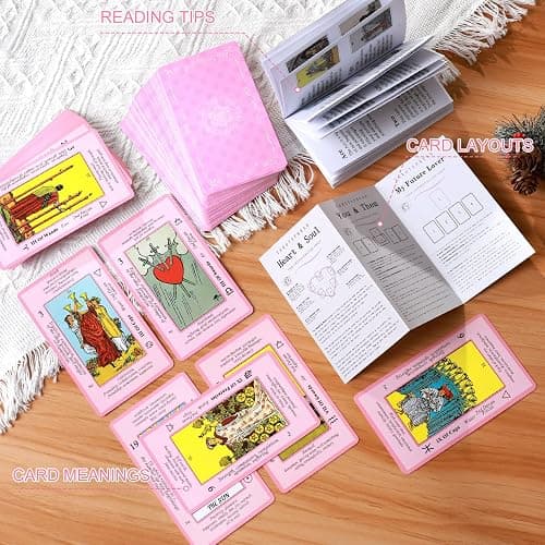 Myripoly Pink Tarot Cards Deck Set for Beginners with Meanings On Them-Tarot Card with Guidebook-(Free Velvet Tarot Bag Pouch) thumbnail 4