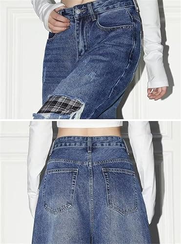 Baggy Jeans for Women Y2k Streetwear Vintage Wide Leg Loose Fit, Extra Baggy Jeans Wide Leg Women Y2k Retro Streetwear Ripped thumbnail 9