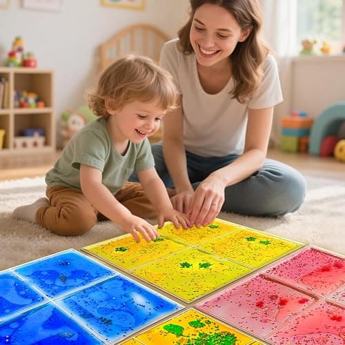 JUEOQOY Squishy Liquid Sensory Tiles for Kids Ages 3+ – 12" Soft Tactile Visual Pads with Ocean Creatures, Glitter & Colorful Liquid for Calm Corner, Classroom, Desk or Home (9-Pack) thumbnail 5