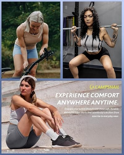 CAMPSNAIL 4 Pack Biker Shorts for Women High Waist - 5"/8" Tummy Control Soft Athletic Yoga Workout Running Gym Shorts thumbnail 2
