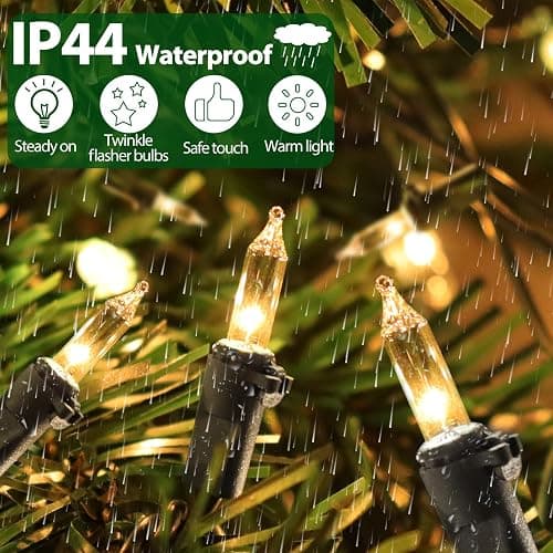 CXLHO Clear Christmas Lights 66FT 200 Incandescent Bulbs Warm White Mini Lights with Black Wire for Christmas Tree, Garland, Thanksgiving, Wedding, Party, Home, Indoor & Outdoor Festival Decoration thumbnail 4