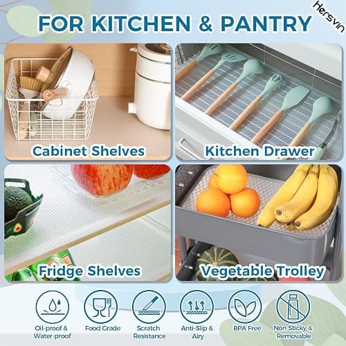 Hersvin Kitchen Drawer Liners 44.5cmx500cm Cupboard Liners, Cabinet Shelf Mats Non Slip Non-Adhesive Oil-Proof Waterproof EVA Plastic Protector Refrigerator Shelves Protective Lining (Clear Dot) thumbnail 7
