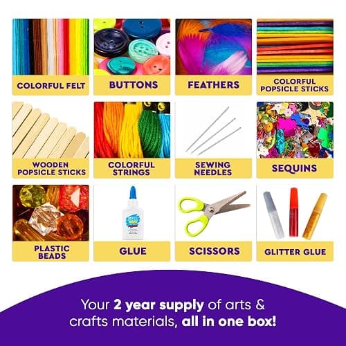 Blue Squid 3000+ pcs Arts and Crafts Supplies for Kids | Craft Kit Box for Kids Age 4-5, 4-8, 6-8, 8-12 | Craft Supplies & Materials Crafts Set Toys Art Box Gifts for Girls Boys Bulk Art Kit thumbnail 7