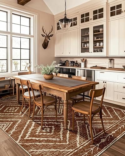 Area Rug 8x10 Rug Machine Washable Non-Slip Low Pile Print Pattern Western Rug for Living Room Bedroom Entryway Tribal Series -Yellowbrown/Cream - Yellowbrown/Cream - 8' x 10' (Rectangular) thumbnail 9