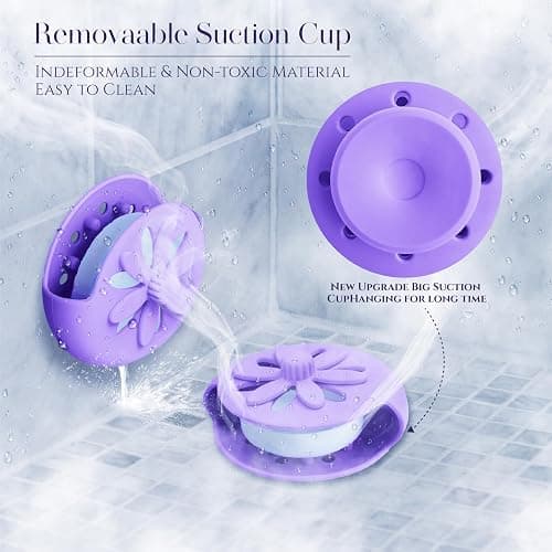 SHARLOVY Purple Shower Steamers Tray, Big Suction Cup Shower Steamer Tablet Holder Dish for Long Lasting Use, Flake Bath Bombs Container, Adornment Household Supply Car Decoration Yoga Decor thumbnail 3