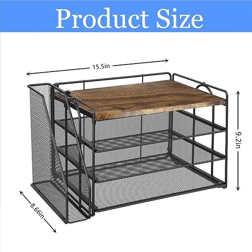 gianotter 4-Tier Paper Organizer With Magazine Holder, Desk Organizers and Accessories, Desk Accessories & Workspace Organizers, File Organizer for Office Supplies Storag (Wood, 4-Tier) thumbnail 3