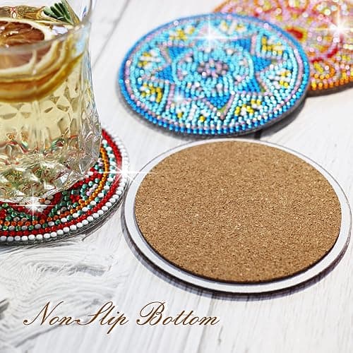 Temlum 6 Pcs Diamond Painting Coasters Kit with Holder, DIY Mandala Diamond Art Coaster Kits for Beginners, Adults Art Craft Supplies thumbnail 2