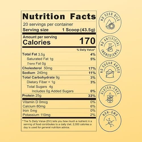 FlavCity All in One Protein Shake Powder, Butter Coffee - 55mg Caffeine + Collagen Peptides, Reishi & Cordyceps - Focus, Skin, Hair & Joint Support - 100% Grass Fed Whey, 20 Servings thumbnail 2