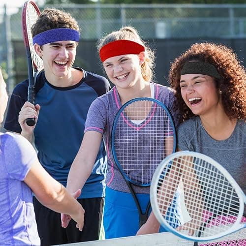 IMAGERIO 6 Pieces Sweatband Set Sports Headband Wristband Set, Moisture Wicking Athletic Sweatbands 4 Wrist Sweatband and 2 Headbands, Terry Cloth Sweat Absorbing Head Band for Workout thumbnail 7