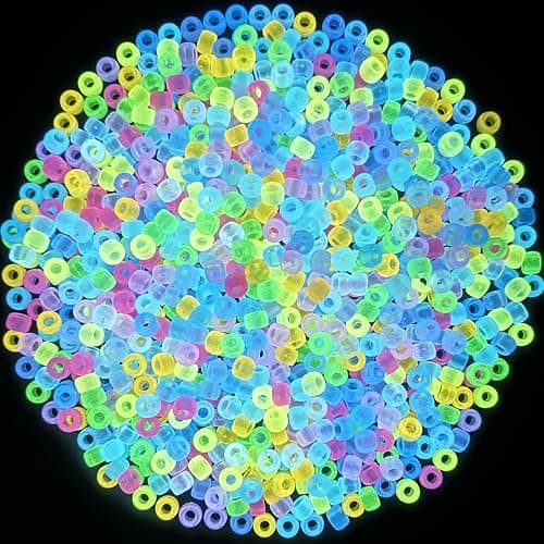 LYMOOR 1200 Glow in The Dark Pony Beads, Shine Pony Beads Bulk, Assorted Colors Mixed, Kandi Hair Bead Bracelet Making Kit, Crafts Necklace Jewelry DIY Gifts thumbnail 6