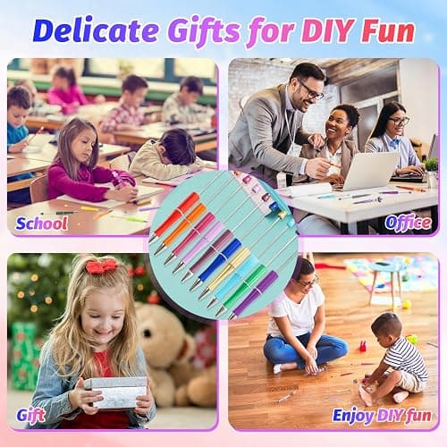DASTTUIS 150 Pieces DIY Beadable Pen Kit – 50 Plastic Ballpoint Pens with Refills & Bags, Beads Not Included – School Supplies, Office Accessories & Craft Gifts for Students & Teachers (Multicolor) thumbnail 7