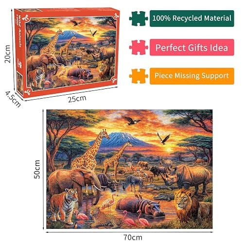Wild Animals Jigsaw Puzzles 1000 Pieces for Adults Lion Tiger Elephant Wildlife 1000 Piece Jigsaw Puzzles for Adults thumbnail 3