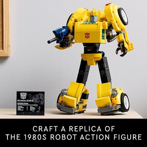 LEGO Icons Transformers Bumblebee Action Figure, Collectible Robot Gift for Adults, Movie Themed Model Building Set for Sci-Fi Enthusiasts and Transformers Fans, Converts to Vehicle Mode, 10338 thumbnail 4