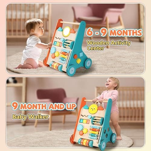 BAUTIA Wooden Baby Walker, Montessori Walker for Babies 6-12 Months, Push Walking Toys for 1 Year Old Learning to Walk thumbnail 4