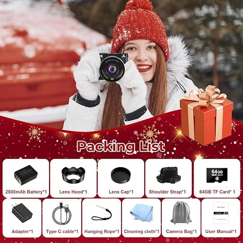 8K Digital Camera - 88MP WiFi Cameras for Photography - UHD Autofocus Vlogging Camera for YouTube 18X Zoom - Video Camara for Beginner Photographer with 3" 180° Flip Screen, Lens Hood, 64GB Card thumbnail 7