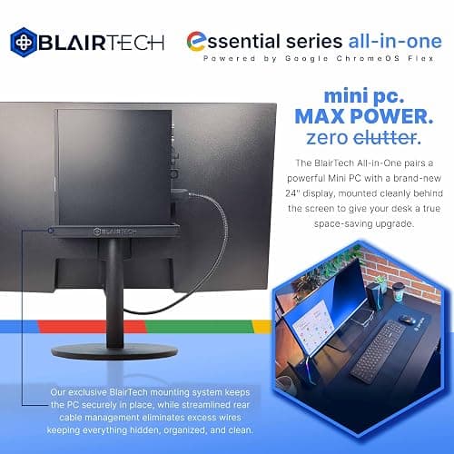 BlairTech All-in-One Desktop PC with 24" Monitor | Intel Core i5 | 8 GB RAM, 128GB SSD – Powered by Google ChromeOS Flex (Renewed), RGB Speakers, Wireless Keyboard & Mouse, WiFi & Bluetooth (Renewed) thumbnail 6