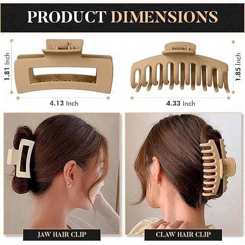 Mecool 8 Pcs Hair Claw Clips for Women Ponytail Holder Headwear Hair styling Accessories for Straight, Curly, Wavy Hair | Non Slip Hair Clips Women | Hair Products | Big Claw Clip Set thumbnail 4