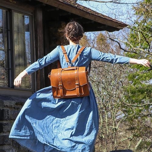 ECOSUSI Backpack for Women Briefcase Messenger Laptop Bag Vegan Leather Satchel Work Bags Fits 15.6 inch Laptops, Brown thumbnail 2