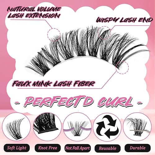 Gmagictobo Lash Extension Kit Lash Clusters Kit 640Pcs Volume Eyelash Clusters C Curl Lashes Clusters DIY Cluster Eyelash Extensions With Lash Bond and Seal Lash Tweezers thumbnail 4