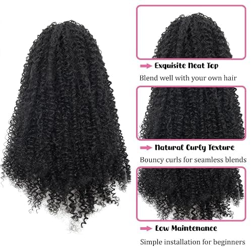 GOTEFERBE Kinky Curly Drawstring Ponytail 1B Off Black Afro Curl Synthetic Fiber Clip In Ponytail for Women Thick Coily Curls Natural Looking Hairpiece 18 Inch thumbnail 3