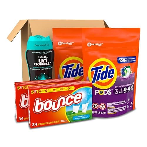 Tide Pods Liquid Laundry Detergent Pacs, Downy Unstopable Scent Beads and Bounce Dryer Sheets, Better Together Bundle thumbnail 5