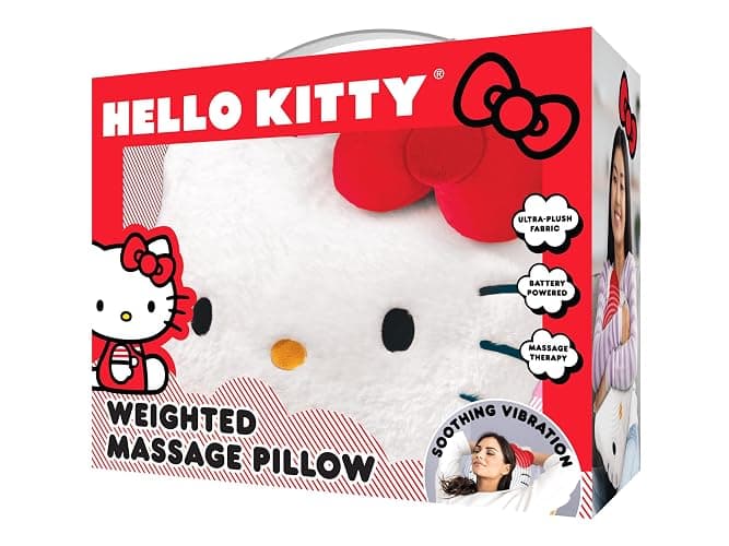 Hello Kitty Weighted Massage Pillow – Ultra-Plush Fabric, Soothing Vibrations, Battery Powered for Relaxation & Comfort – Perfect for Nighttime Routine or On-The-Go Use - Red thumbnail 4