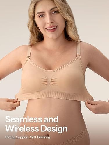 Angelhood Nursing Bra 5 Pack Womens Maternity Breastfeeding Seamless Wireless Sleep Bra with Extenders thumbnail 7