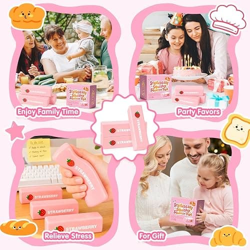3 Packs Butter Squishy Slow Rising Squeeze Toys, Sensory Fidget Stress Relief Squishies,Soft Realistic Fidget Toys Anxiety Relief Party Favor Butter for Kids＆Adult(Pink) thumbnail 7