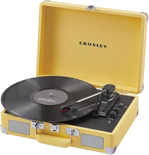 Crosley CR8005F-LY Cruiser Plus Vintage 3-Speed Bluetooth in/Out Suitcase Vinyl Record Player Turntable with Built-in Speakers, Lemon Yellow thumbnail 16