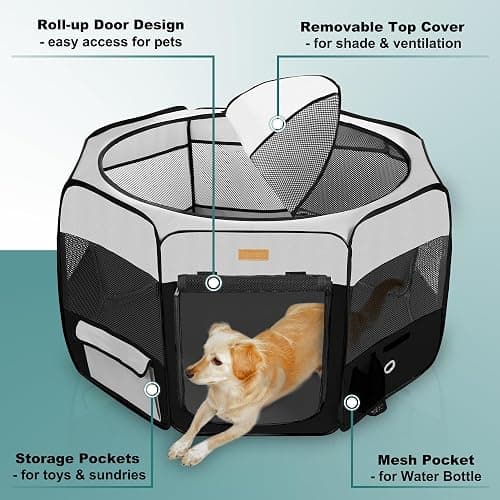 Dog Playpen, Portable Pet Play Pen for Cat, Puppies, Rabbits, Chickens, Foldable Large-Capacity Pet Tent for Indoor/Outdoor Travel Camping thumbnail 2