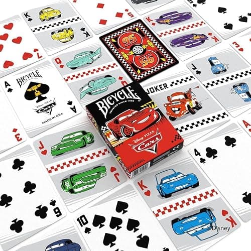 Bicycle Disney Pixar Cars Playing Cards with Lightning McQueen | Custom court cards, Race-themed suit designs, Air-Cushion Finish, Made in USA, Collectible deck thumbnail 2