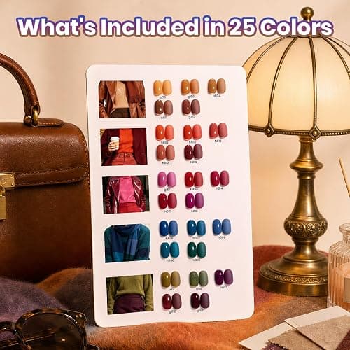 Beetles Fall Gel Polish Set, Fall Passage Collection, 25 Autumn Colors | Burgundy Brown Orange Dark Gel Polish, Base Glossy Matte Top Coat UV LED Soak Off Gifts for Women thumbnail 3