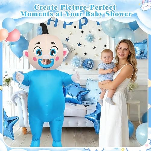 2 Pack 91" Inflatable Baby Costume – Blow Up Outfit for Gender Reveal Party | 2 Pack Giant Inflatable Baby Costume 91", Adult Blow Up Outfit for Gender Reveal Party, Halloween & Christmas Cosplay thumbnail 7