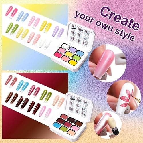 U-Shinein Gradient Painting Gel, Two-pack 9 Colors Ombre Gel Nail Polish for Ombre Nails Aura Nails, French Manicure DIY Nail Art,Set 05 thumbnail 5