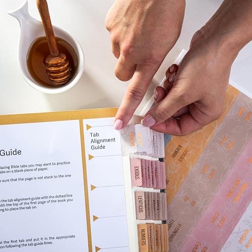 DiverseBee Laminated Bible Tabs (Gold Embossed Lettering), Bible Study Journaling Supplies, Bible Book Tabs, 73 Bible Tabs for Women and Men, Includes 4 Blank Tabs (Honeydew) thumbnail 4