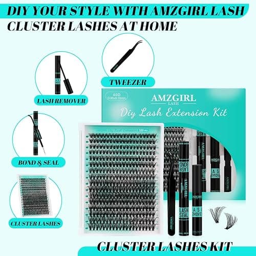 Lash Extension Kit,DIY Individual Lashes Clusters Kits,Bond And Seal,Eyelash Remover For Eyelashes Extensions,Eyelash Applicator Tool For False Eyelash Cluster Kit 320Pcs(D-Mix9-16|40D) thumbnail 6