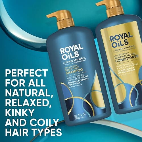 Head & Shoulders Royal Oils Anti-Dandruff Shampoo and Conditioner Twin Pack, 1% Pyrithione Zinc, Curly Hair, Coily Hair, Scalp Relief, Moisture Renewal, 31.4 fl oz Each thumbnail 3
