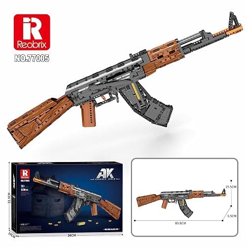 Reobrix AK47 Assault Rifle Building Block Set, 1:1 Scale Collectible Gun Model Kit, 1238 PCS Shootable Military Building Toy for Teens 14+ and Adults, 77005 thumbnail 7