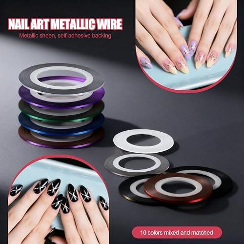Artdone Nail Striping Tape Lines Kit With Nail Art Pens Liner Brushes | Dotting Tools For Gel Polish Small Detail Drawing Design Paint thumbnail 7