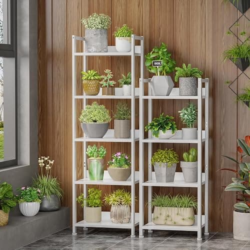 Furologee 5 Tier Bookshelf with Drawer, Tall Narrow Bookcase with Shelves, Wood and Metal Book Shelf Storage Organizer, Modern Display Standing Shelf Unit for Bedroom, Living Room, Office, White thumbnail 8