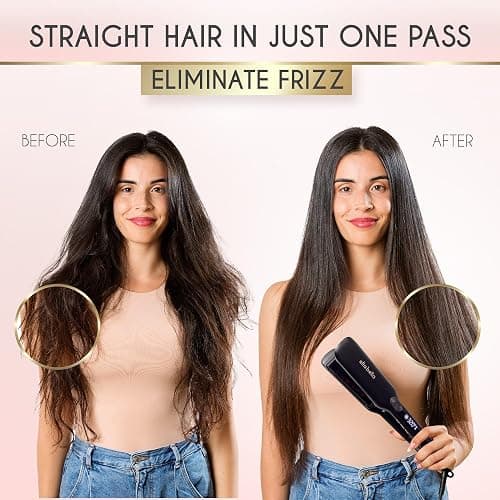 ELLA BELLA® Titanium Flat Iron Hair Straightener (with Infrared) • Professional Straightening Iron • Digital Display to Accurately Control Temperature • As Featured in Good Housekeeping thumbnail 3