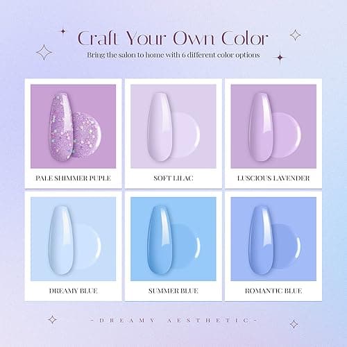 Beetles Gel Nail Polish Set - 6 Colors Purple Baby Blue Light Color Gel Nail Kit Lavender Violets Collection Soak Off UV LED Gel Manicure DIY Periwinkle Nail Polish Salon Gift for Women Girls thumbnail 4
